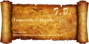 Temesvári Donát névjegykártya
